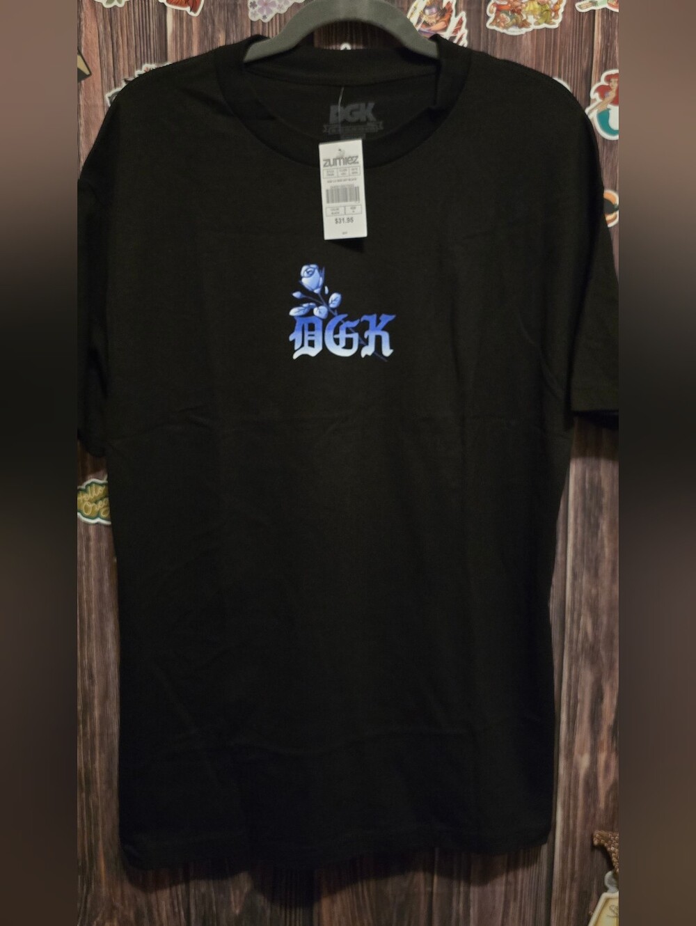 DGK Black Short-Sleeve Tee with Blue Rose Logo